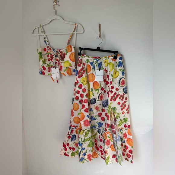 jacquie the label Tops - Jacquie the label Cream Fruit Crop Top & Maxi Skirt Set